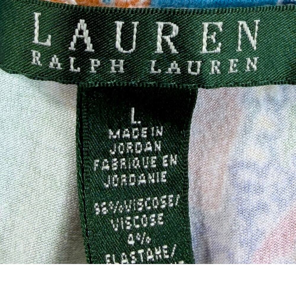 Lauren Ralph Lauren Womens Large Blue Floral Paisley Wide Leg Palazzo Pants Boho - Picture 3 of 10